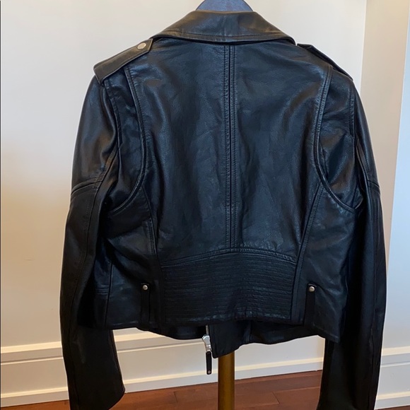 Theory Dalayan Womens Black Leather Moto Jacket - Picture 2 of 3